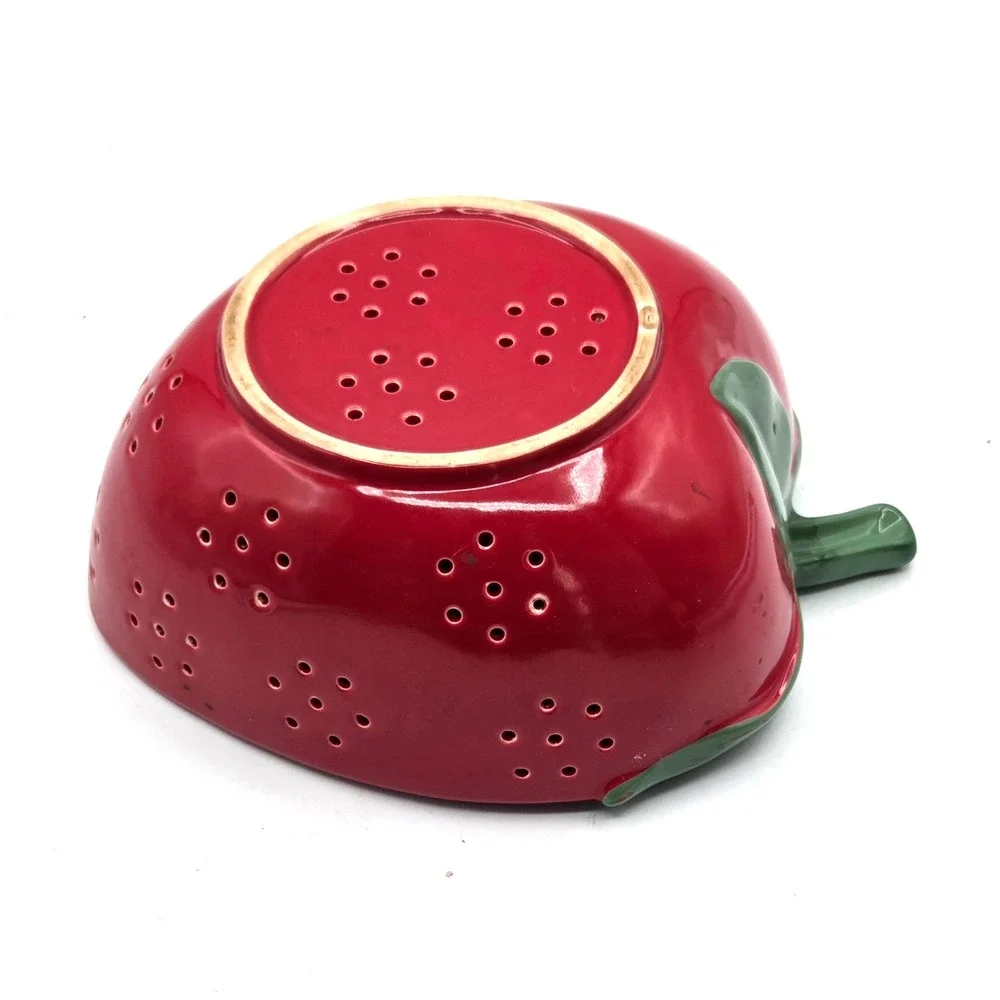 Strawberry Earthenware, Ceramic Colander Berry Bowl Strainer VINTAGE